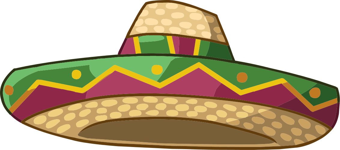 Green Mexican Sombrero Cartoon With Red And Yellow Patterned Brim