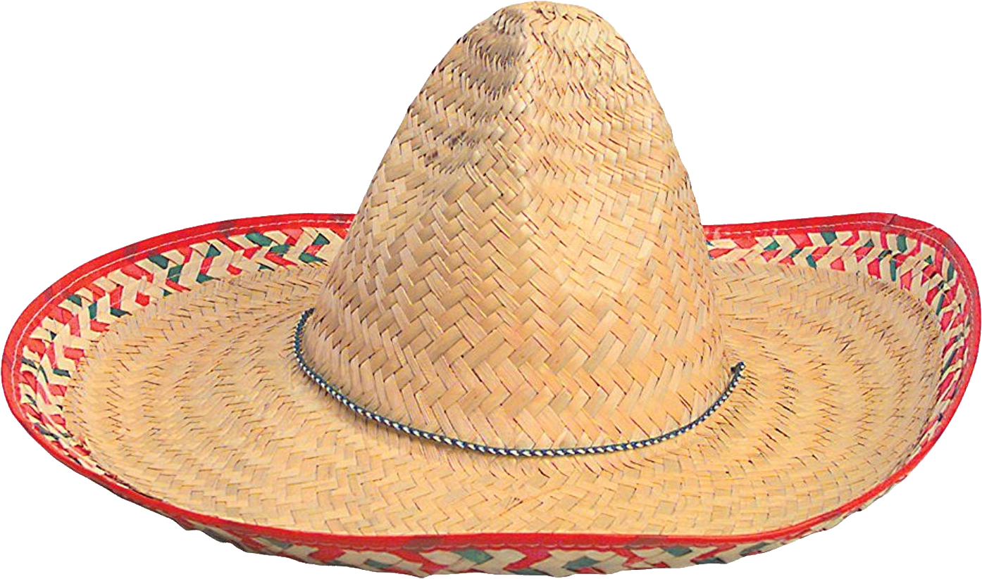 Large Woven Straw Sombrero With Red Green And Blue Embroidered Brim