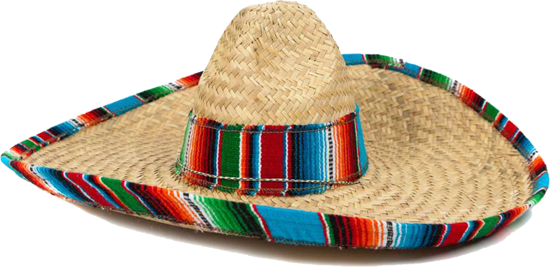 Natural Straw Sombrero With Bright Multicolor Woven Brim Front View