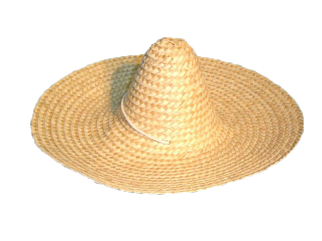Natural Woven Straw Sombrero With Broad Round Brim Isolated PNG