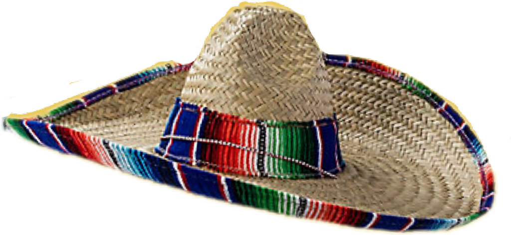 Woven Straw Mexican Sombrero With Colorful Traditional Brim Detail