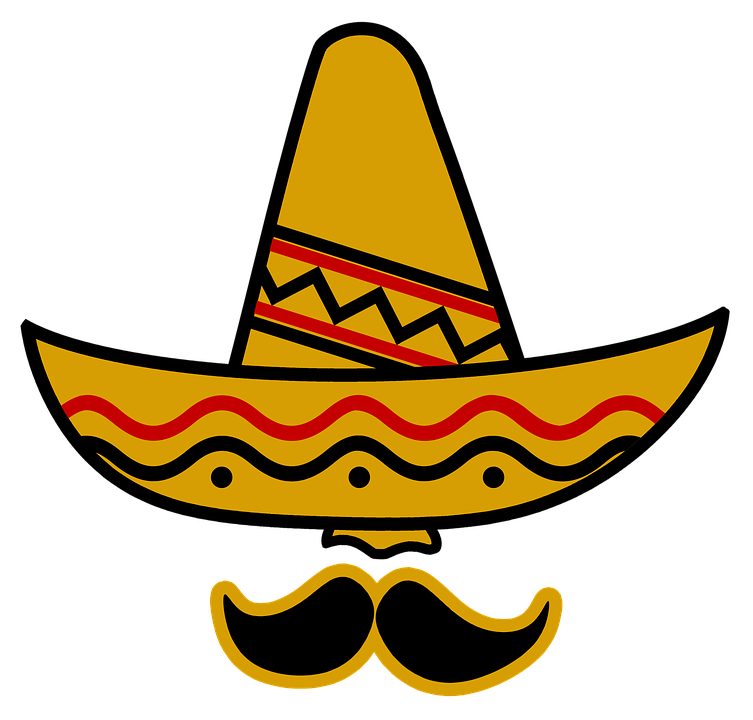 Yellow Red Sombrero And Mustache Mexican Fiesta Icon Graphic