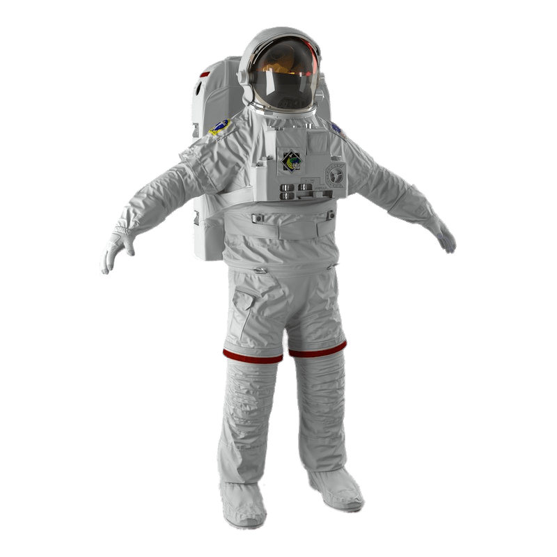 Astronaut In White Space Suit With Helmet And Gloves Isolated PNG
