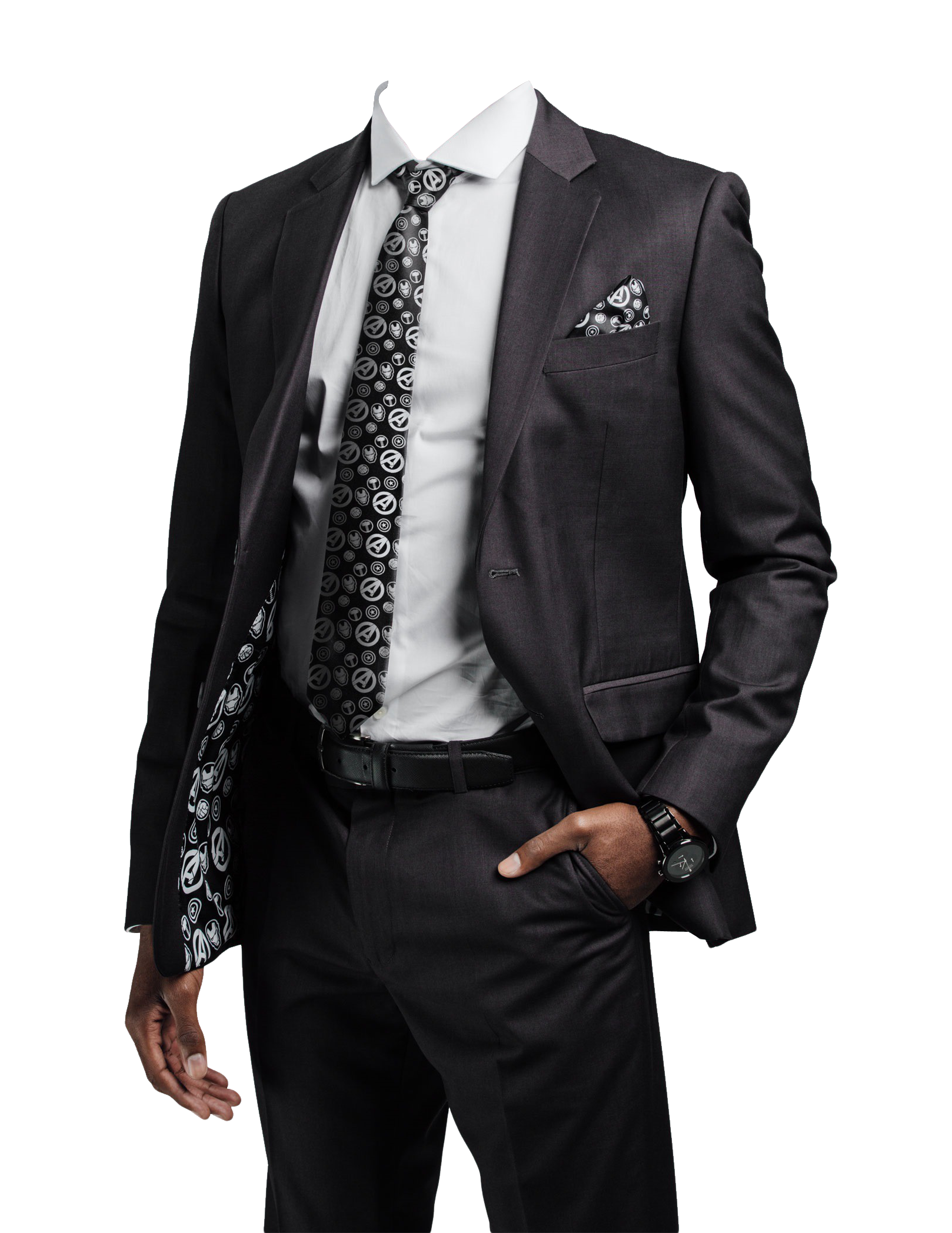 Black Suit Man With Patterned Shirt Cropped Business Portrait