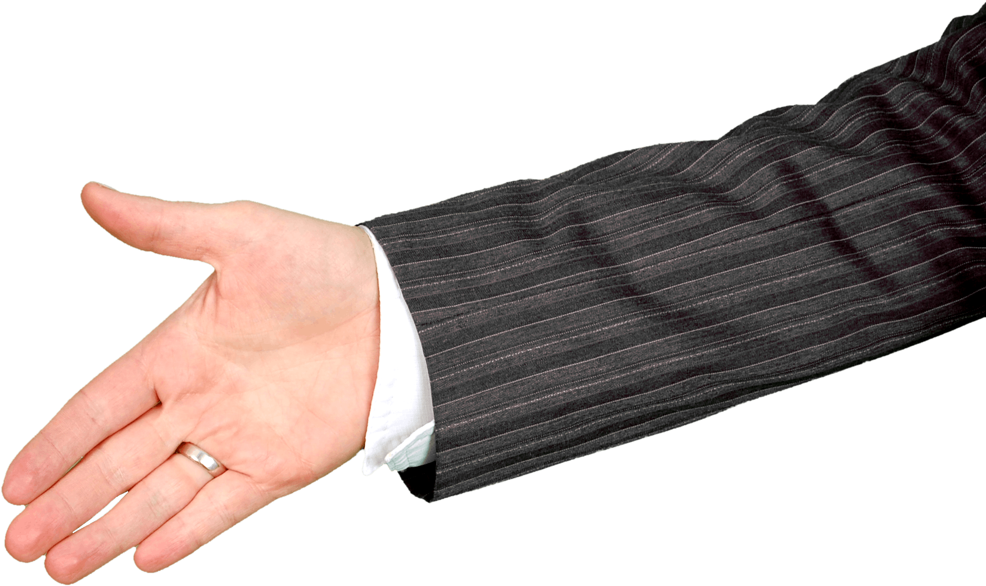 Close Up Of Pinstripe Suit Sleeve And Hand With White Cuff