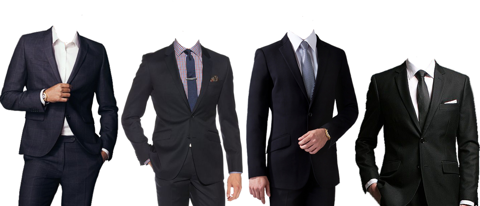 Collection Of Four Mens Business Suits In Navy Gray And Black