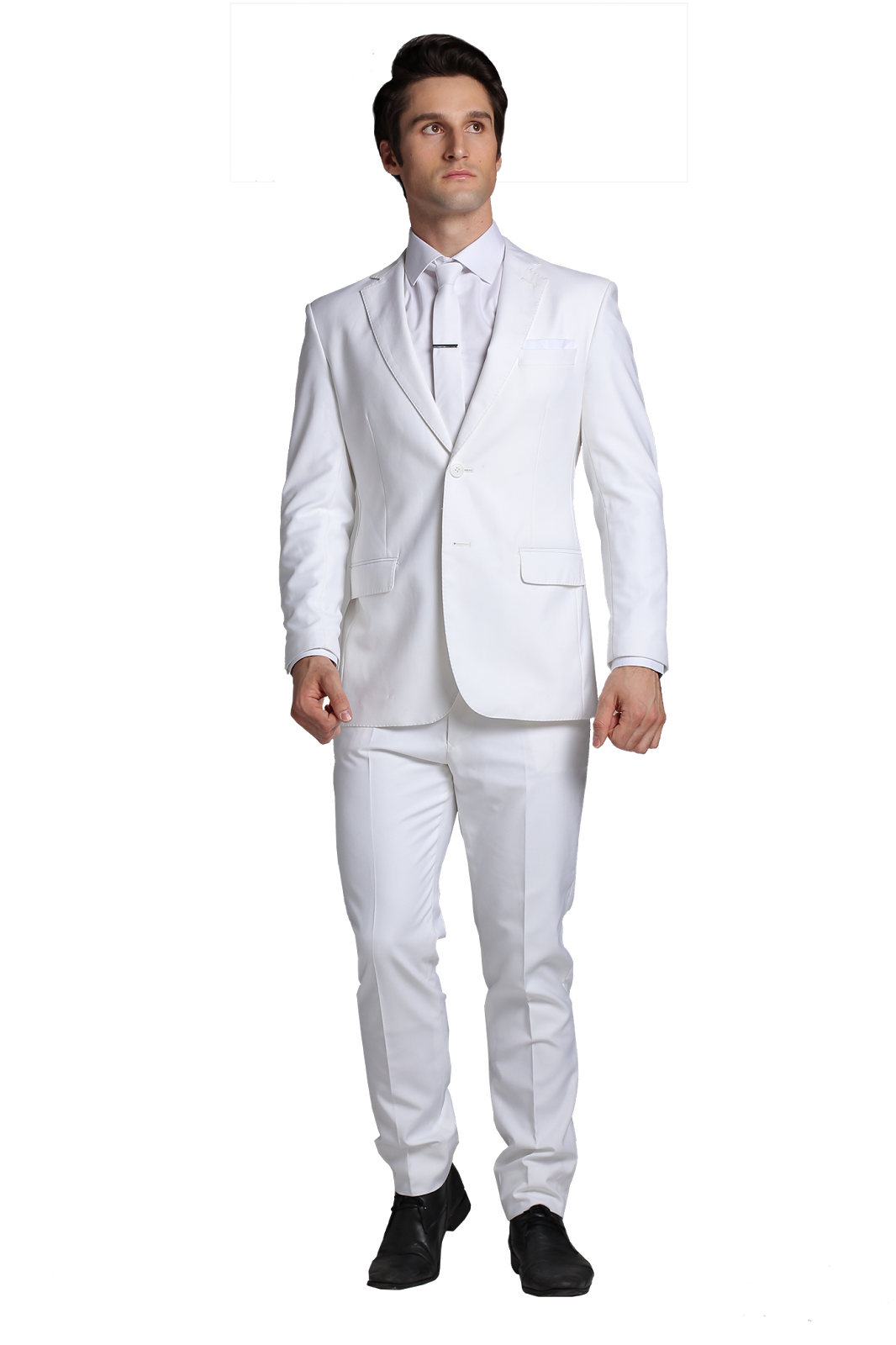 Man In White Formal Suit With Matching Trousers And Dress Shoes