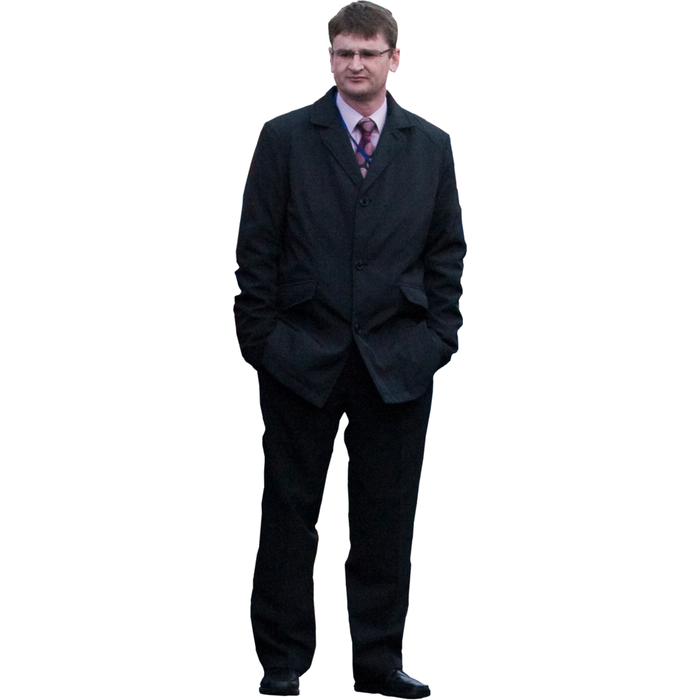 Man Wearing Dark Gray Business Suit Standing Front View