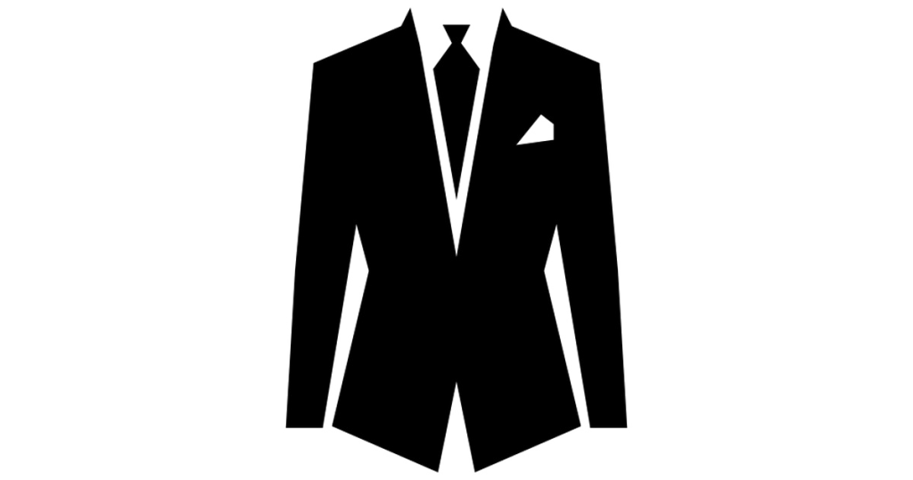 Minimal Black Business Suit Silhouette Icon With White Tie Detail