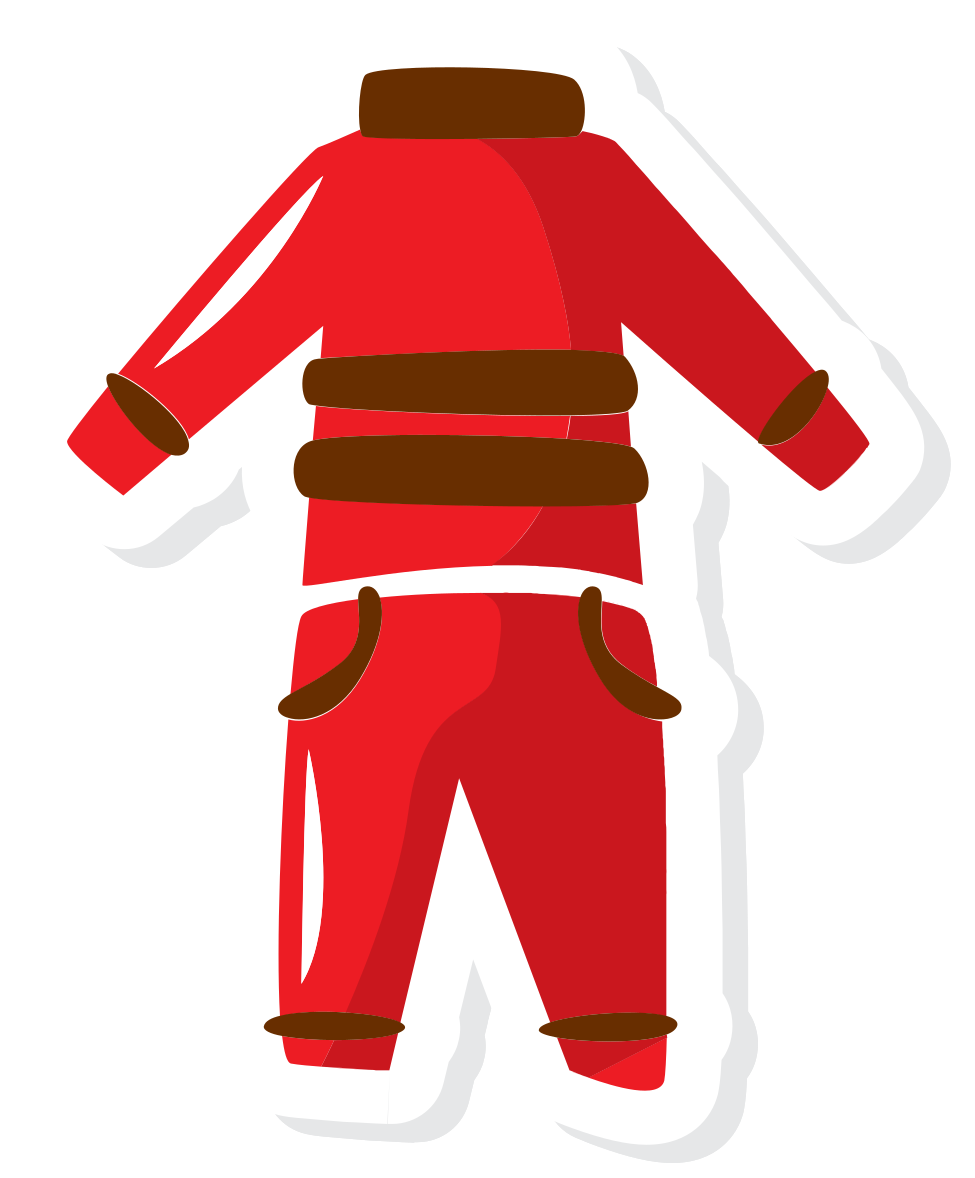 Red Uniform Jumpsuit Illustration With Brown Belt And White Collar