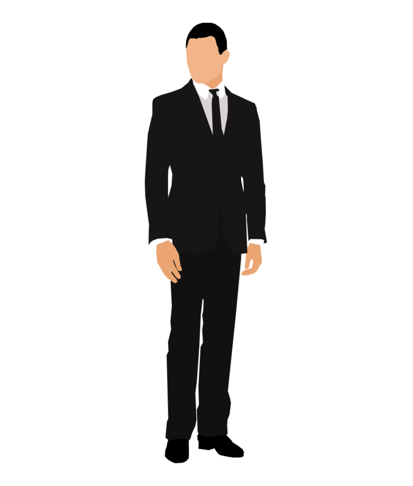 Small Full Body Man In Black Suit Standing Formal Portrait