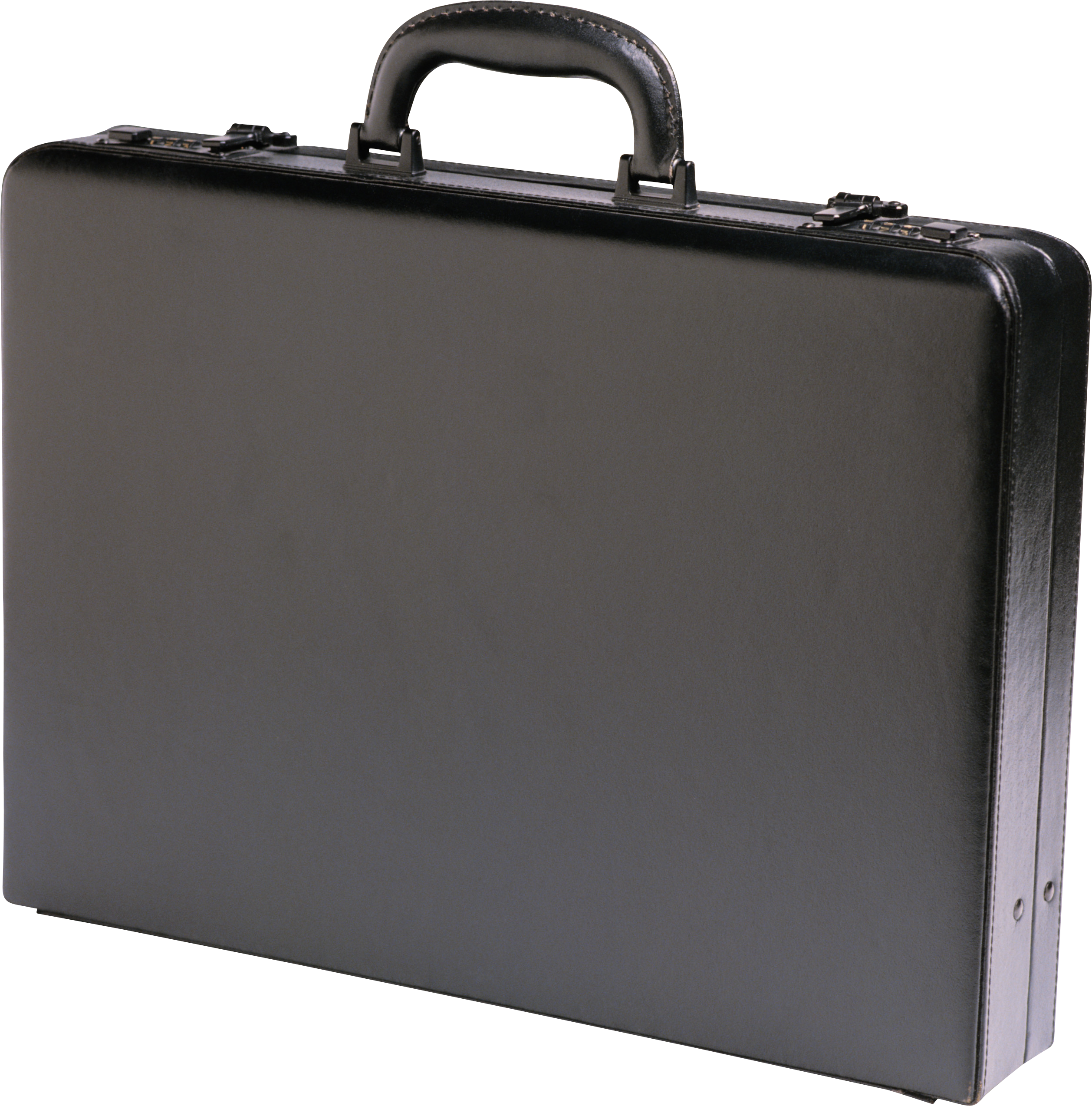 Black Rigid Executive Briefcase With Silver Trim Isolated Transparent PNG Image