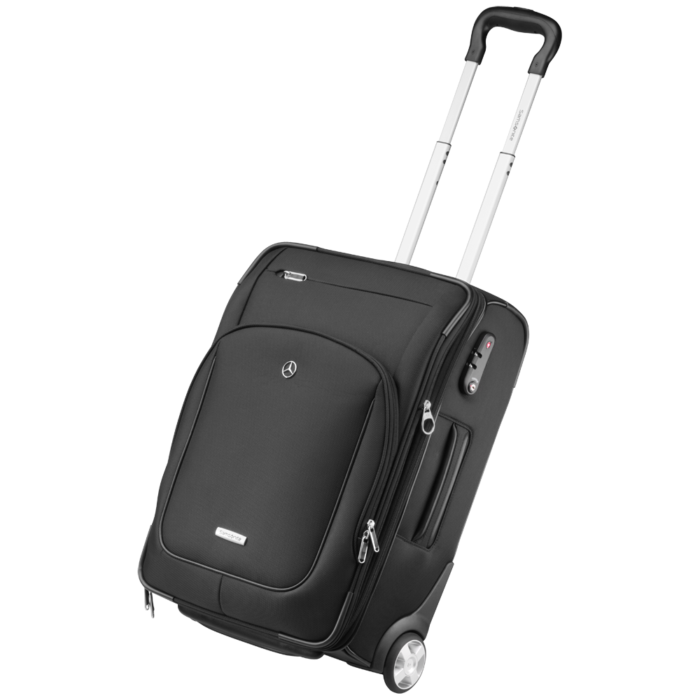 Black Rolling Business Case With Telescoping Handle Isolated PNG Graphic