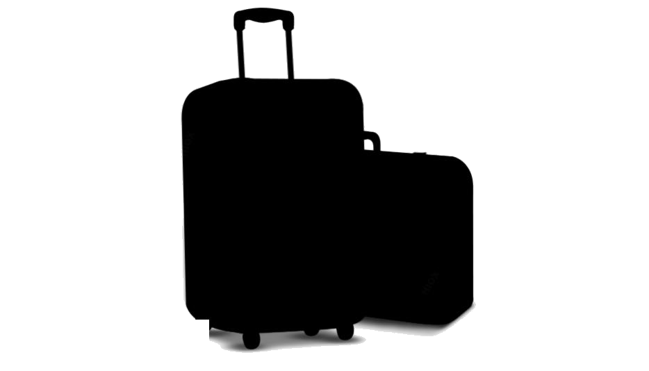 Black Silhouette Of Rolling Suitcases With Companion Travel Bag PNG Graphic