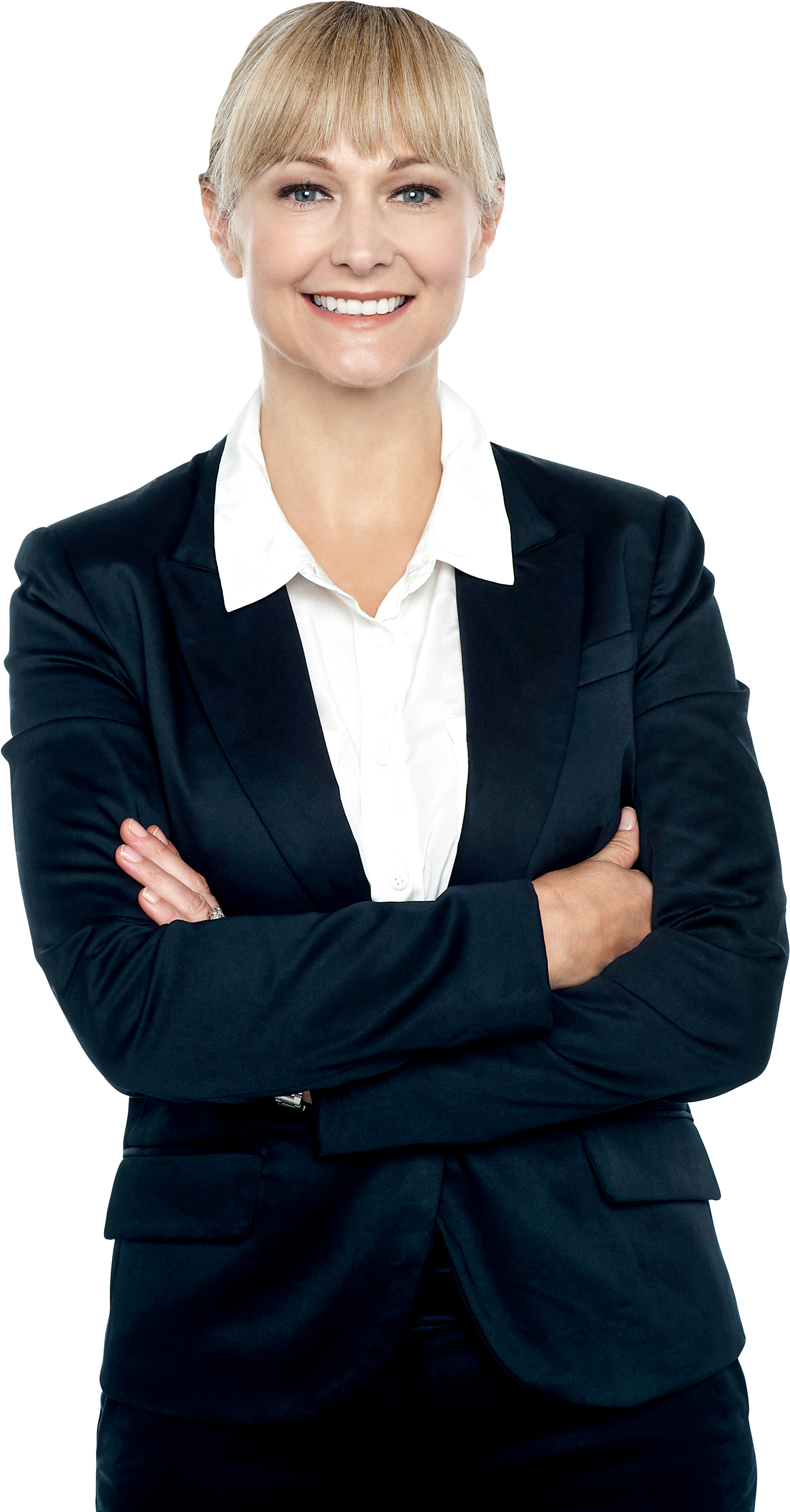 Blonde Businesswoman In Black Suit Standing Portrait Transparent PNG Image