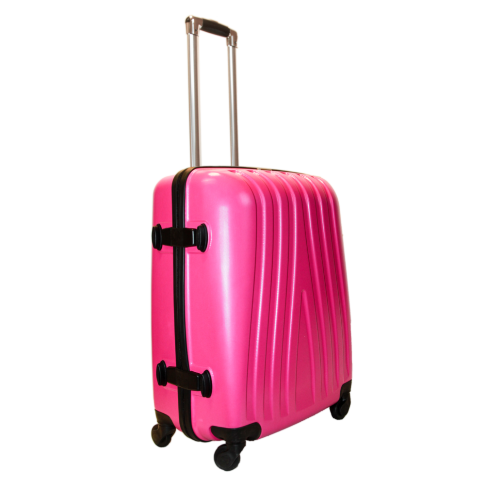 Bright Pink Hard Shell Spinner Suitcase With Wheels Transparent Background PNG