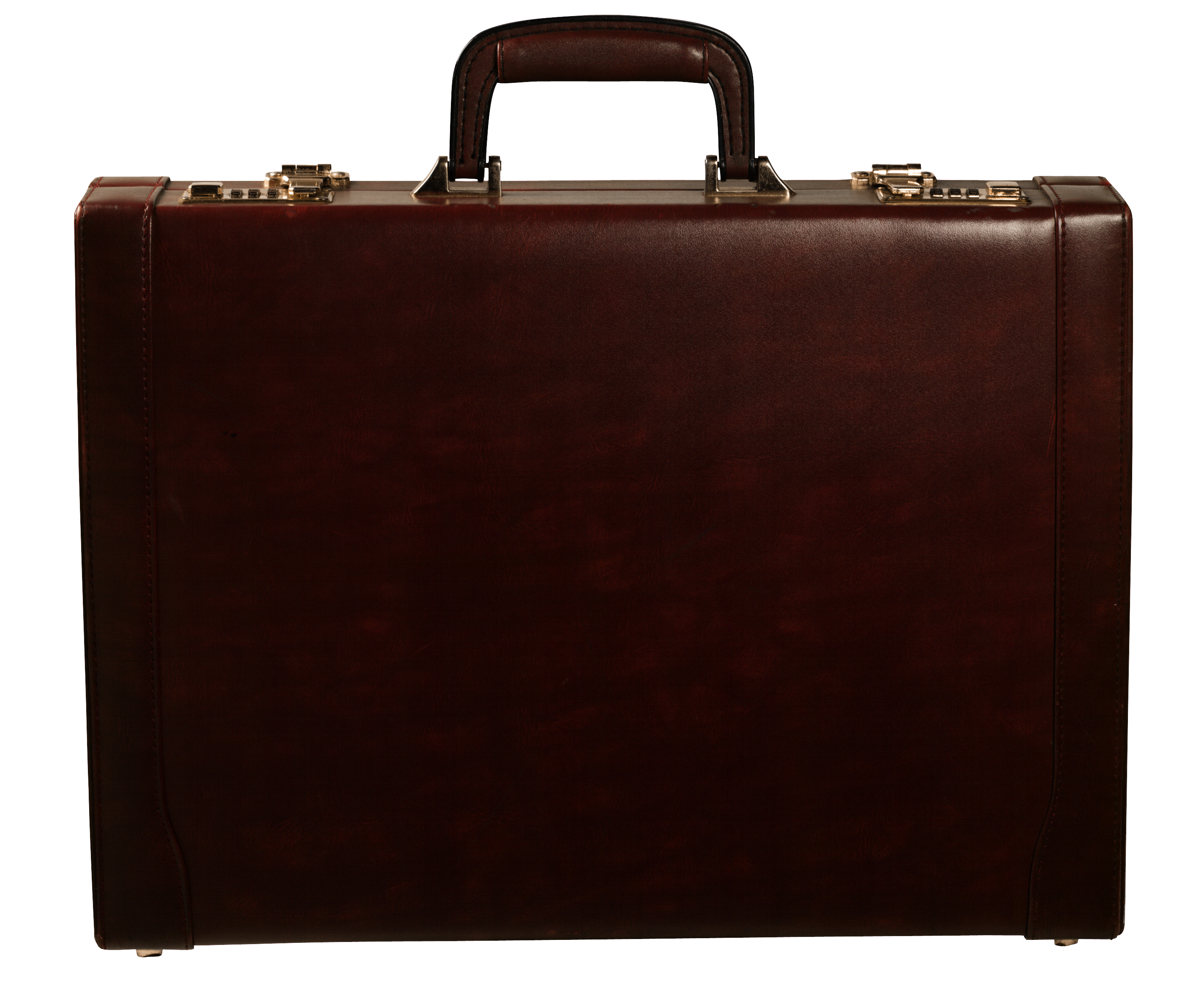 Brown Leather Executive Briefcase With Front Buckle And Handle PNG Image
