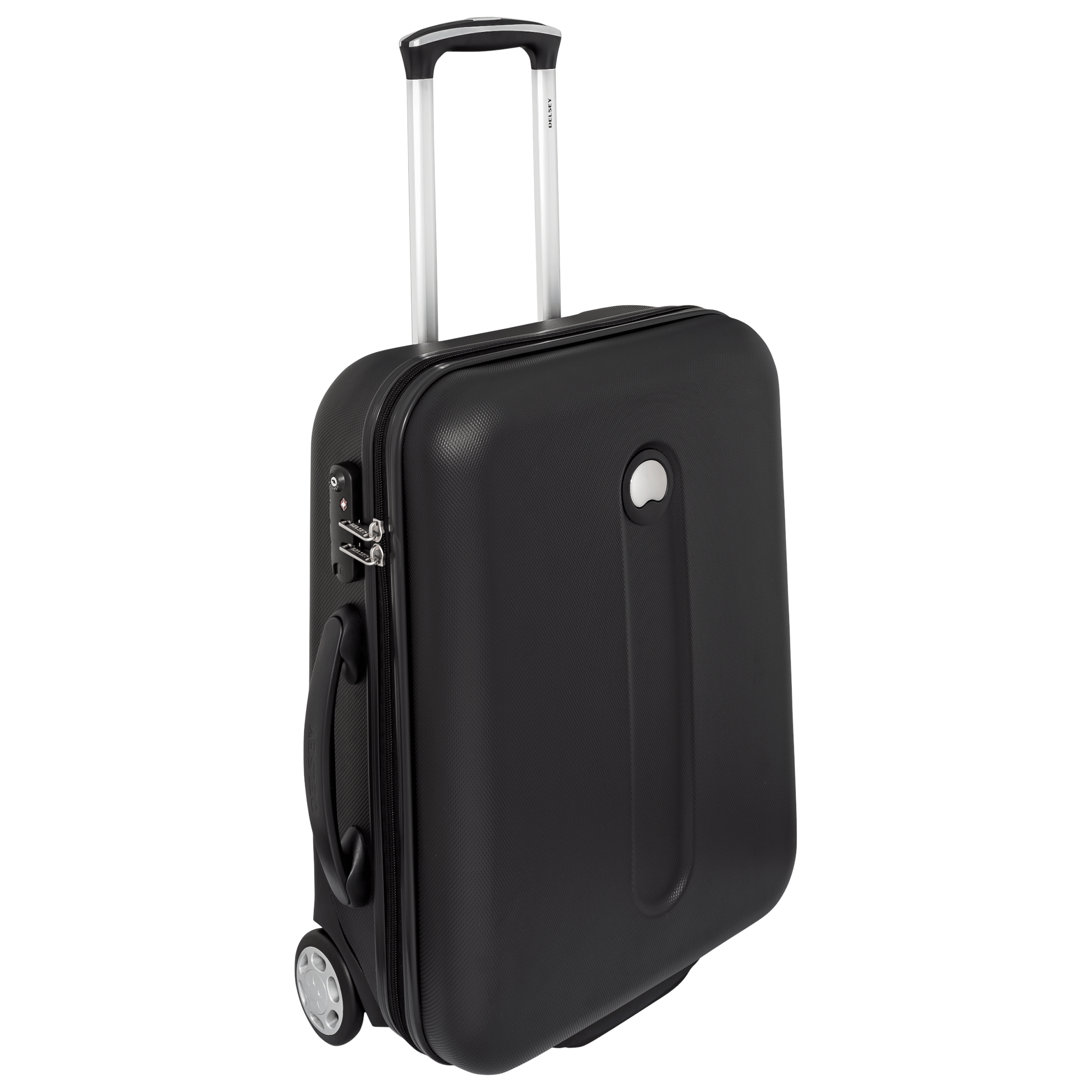 Compact Black Upright Carry On Suitcase With Spinner Wheels Transparent PNG