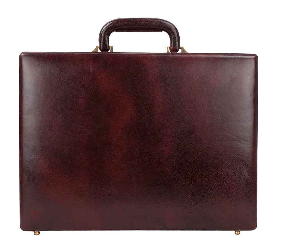 Large Dark Brown Leather Business Briefcase With Handle PNG Clipart