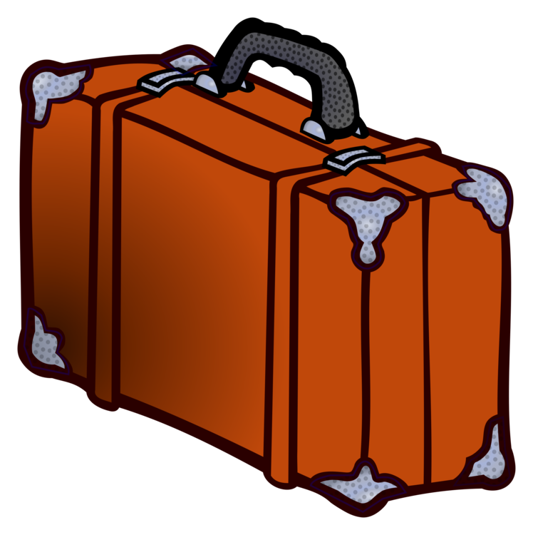 Orange Vintage Cartoon Suitcase With Corner Protectors Travel Illustration PNG