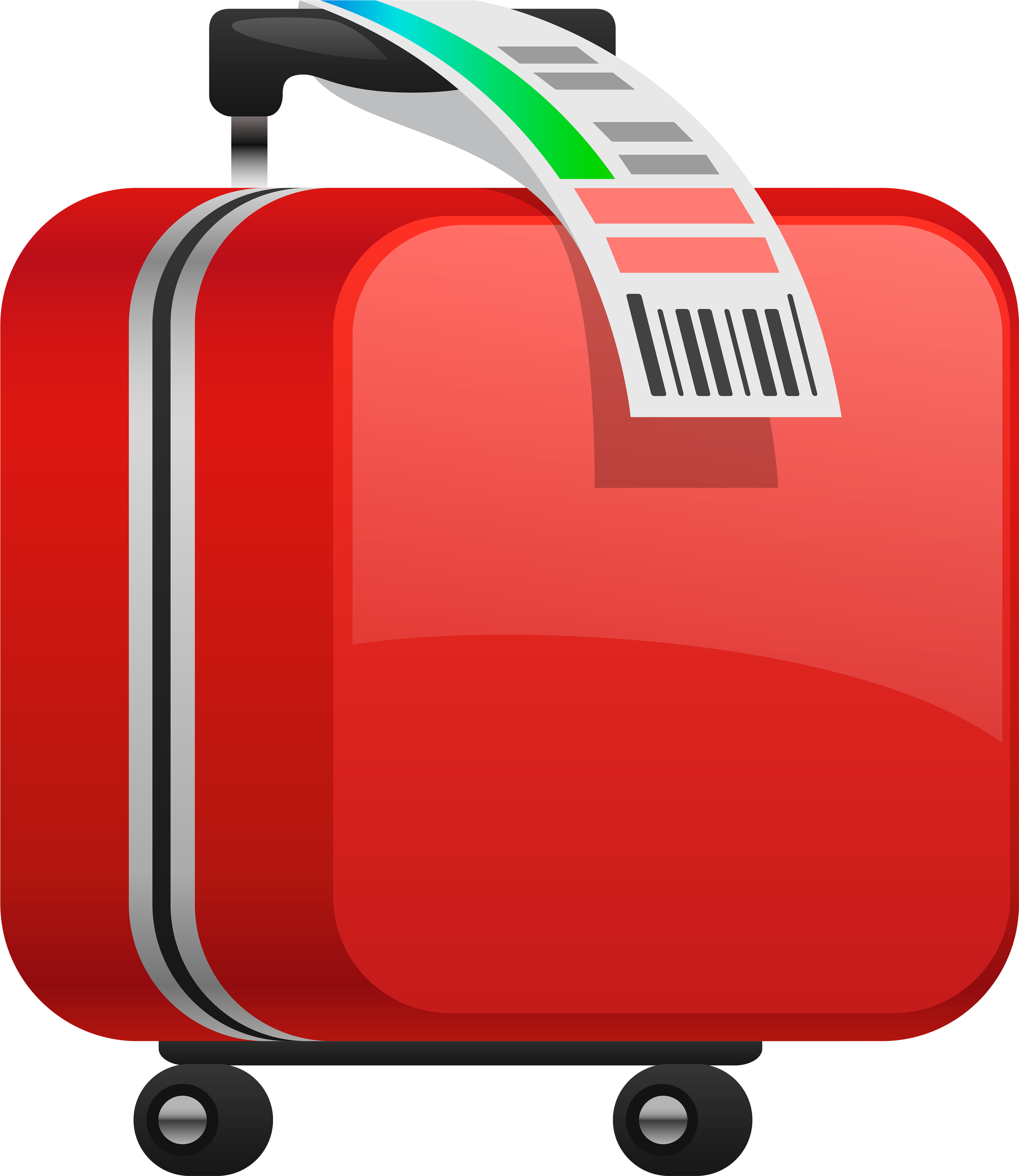 Red Cartoon Wheeled Suitcase With Baggage Tag Travel Illustration PNG