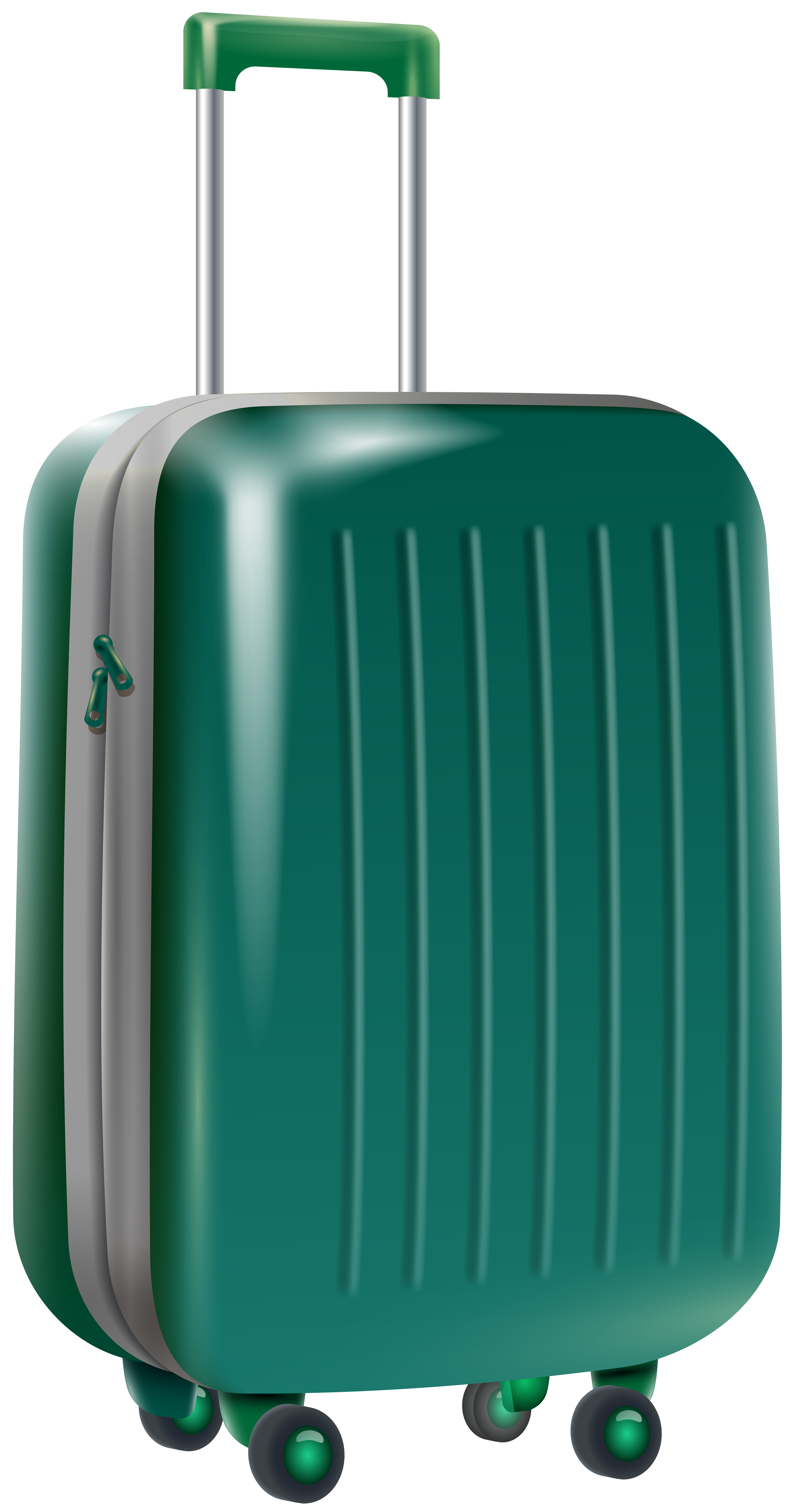 Teal Hard Shell Spinner Carry On Suitcase Upright Luggage Transparent Background PNG Image