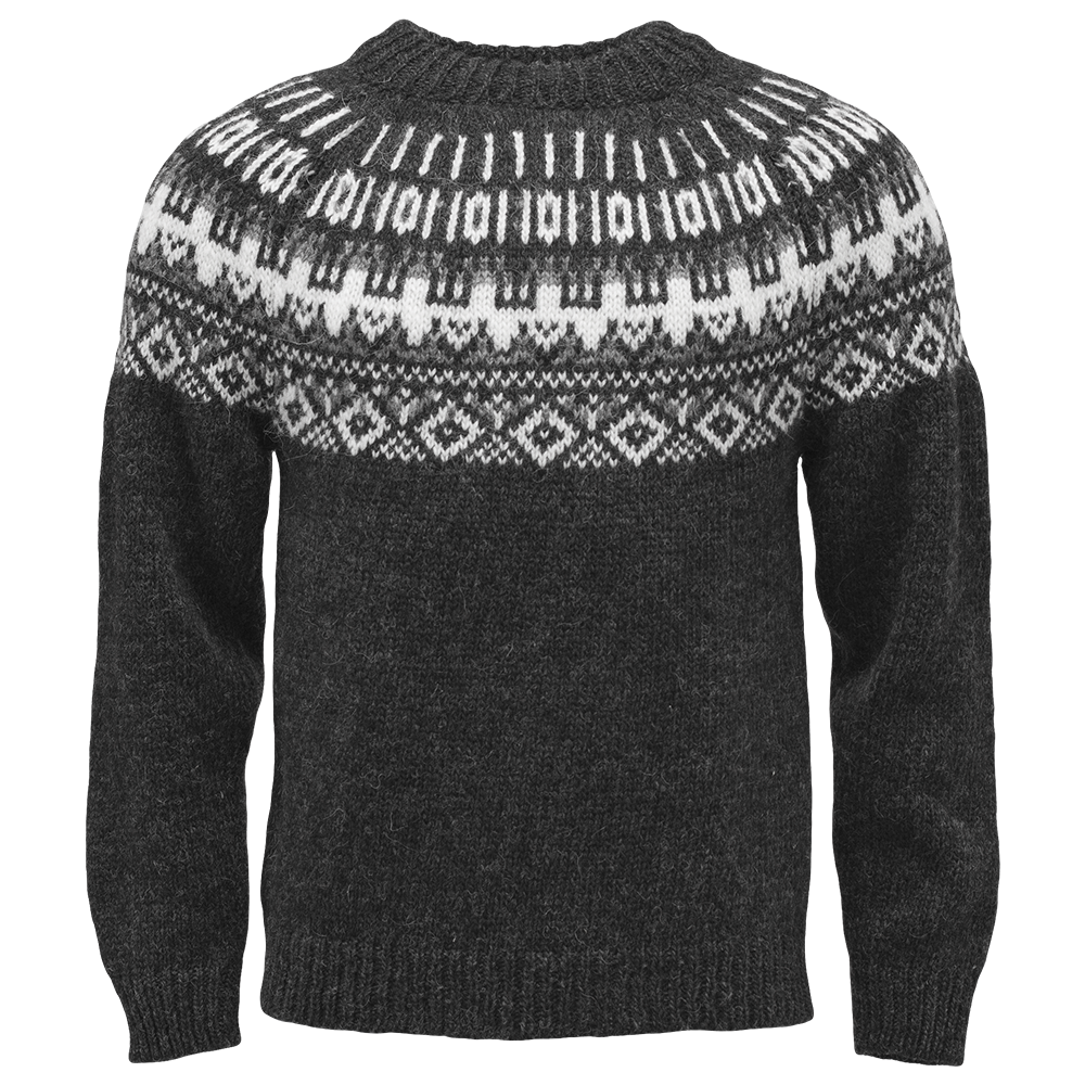 Black Nordic Fair Isle Sweater With White Snowflake Pattern Transparent PNG Image