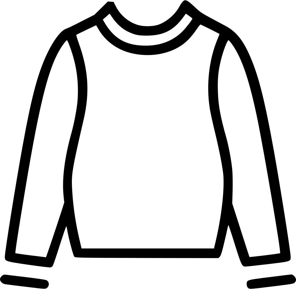 Black Outline Sweater Icon Simple Long Sleeve Pullover PNG Graphic