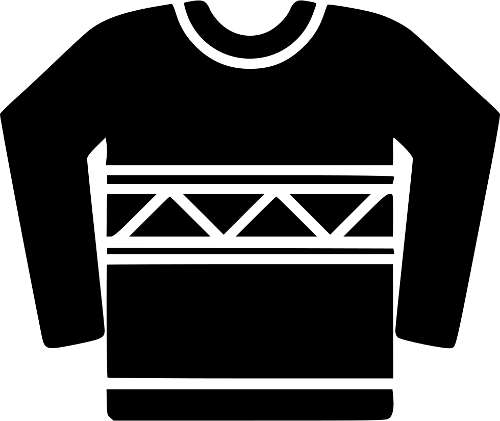 Black Sweater Icon With White Geometric Chest Panel Isolated PNG Image