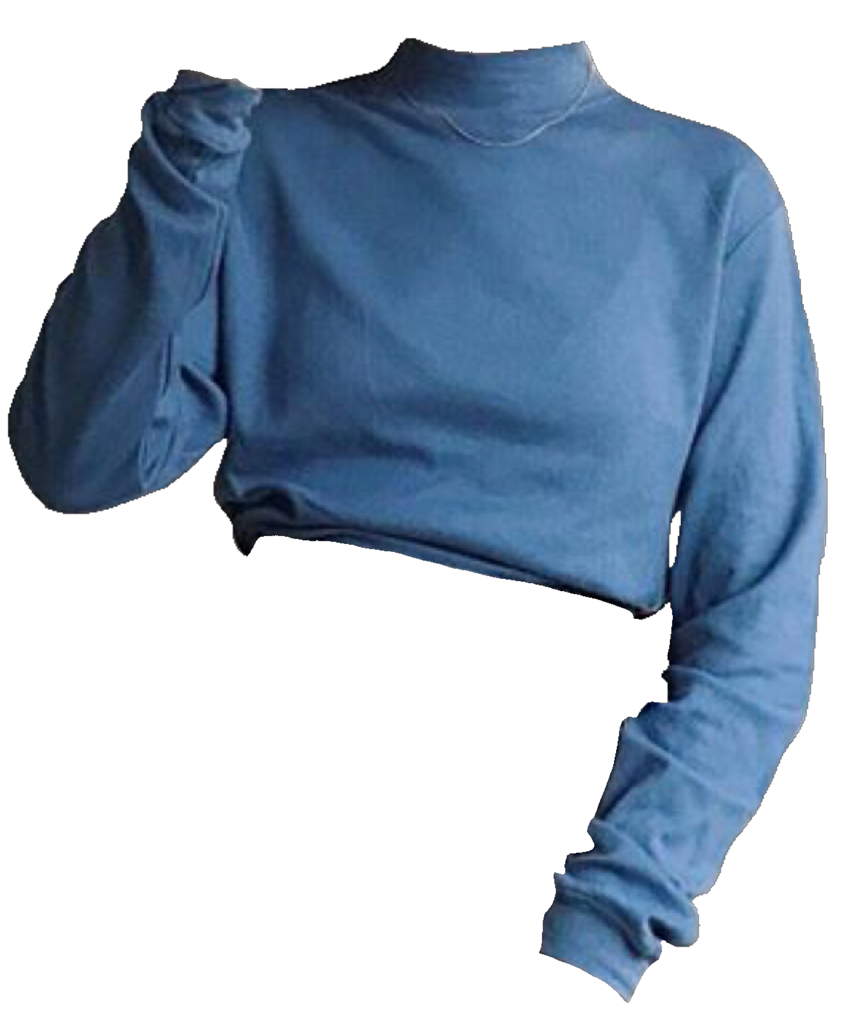 Blue Cropped Long Sleeve Knit Sweater With Relaxed Fit Transparent PNG