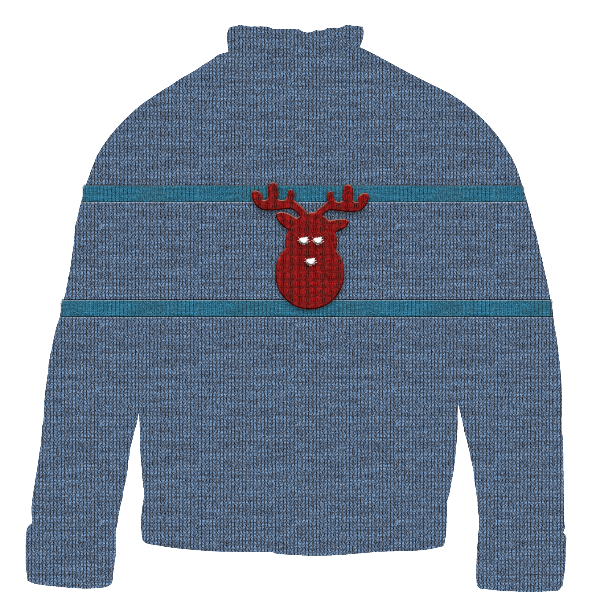 Blue Striped Sweater With Reindeer Face Christmas Graphic PNG Image