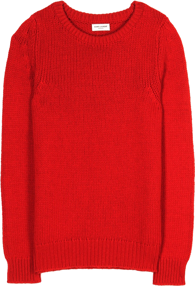 Bright Red Plain Crewneck Sweater With Long Sleeves Isolated PNG Image