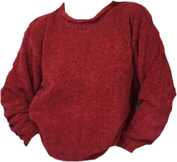 Burgundy Red Textured Knit Sweater With Loose Long Sleeves PNG Image