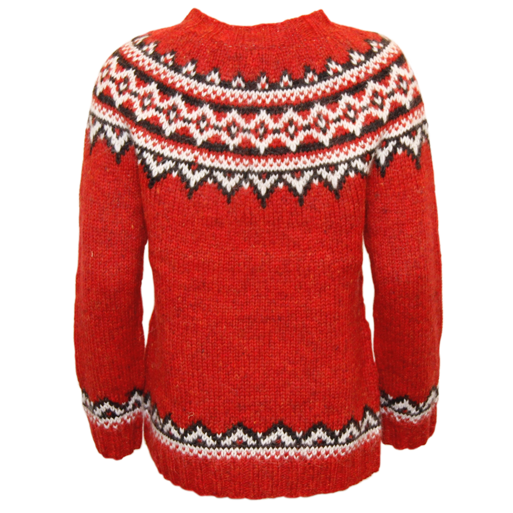 Classic Red And White Nordic Christmas Sweater With Snowflake Yoke PNG Clipart