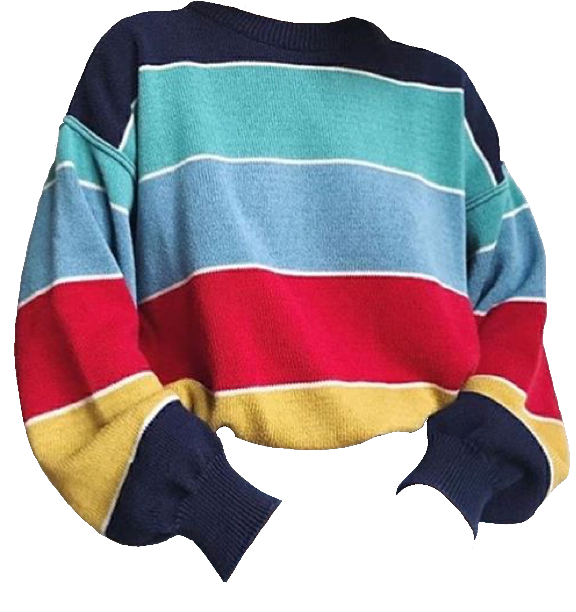 Colorful Striped Sweater In Blue Green Yellow And Red PNG Image