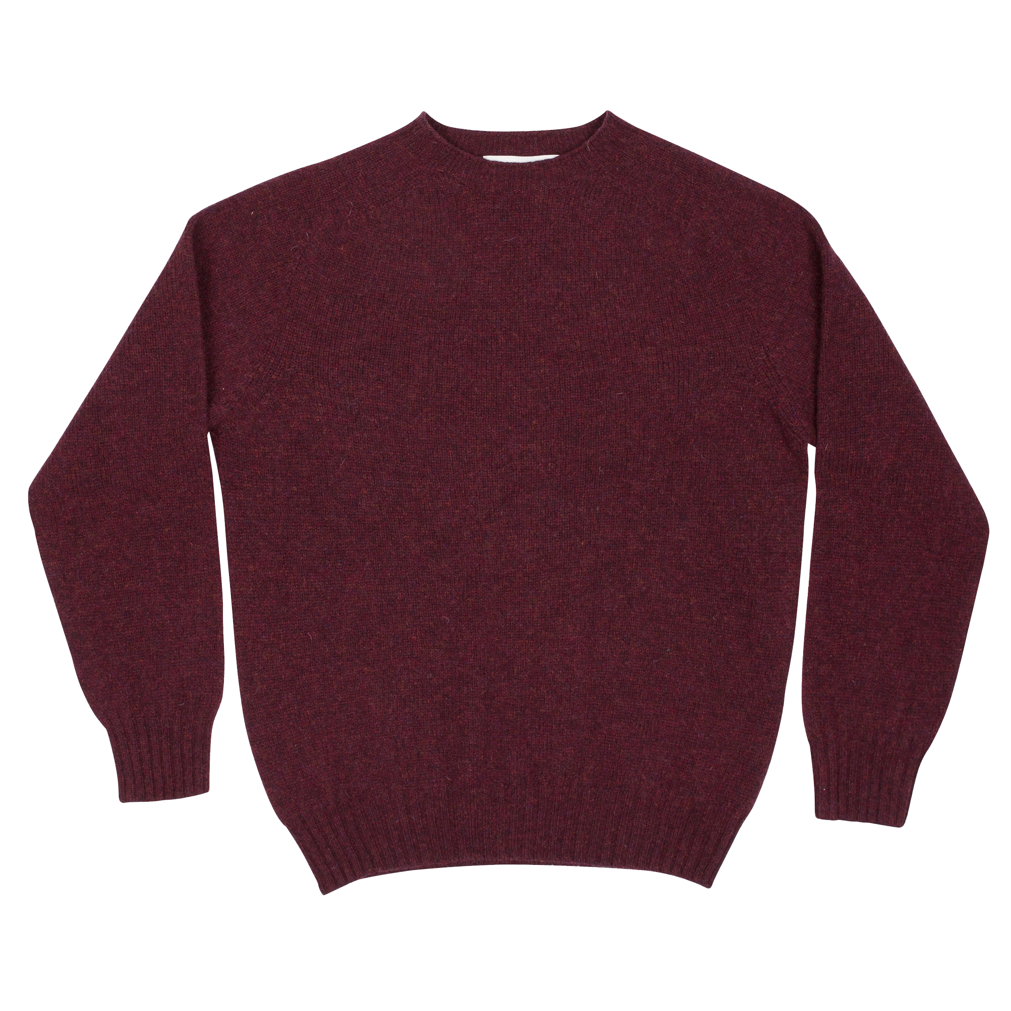 Deep Burgundy Plain Crewneck Sweater Back View Isolated PNG Graphic