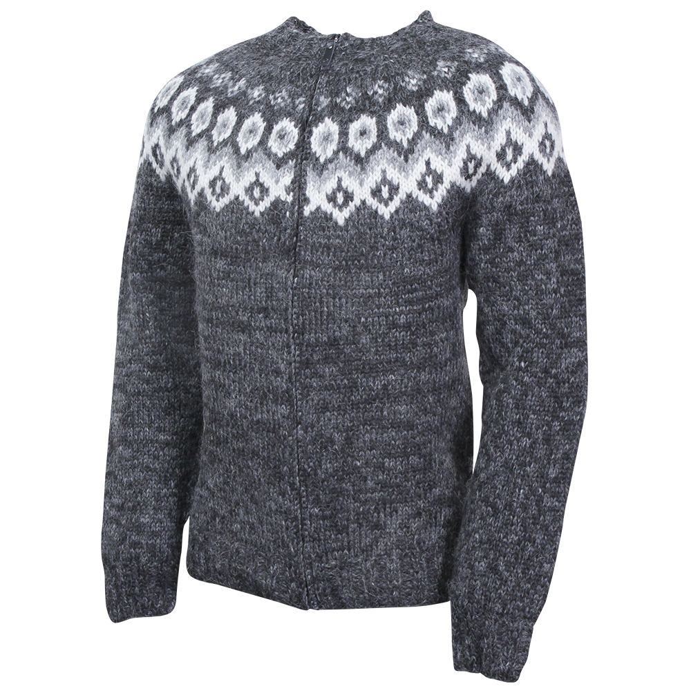 Gray Fair Isle Nordic Sweater With Diamond Yoke Pattern Transparent PNG