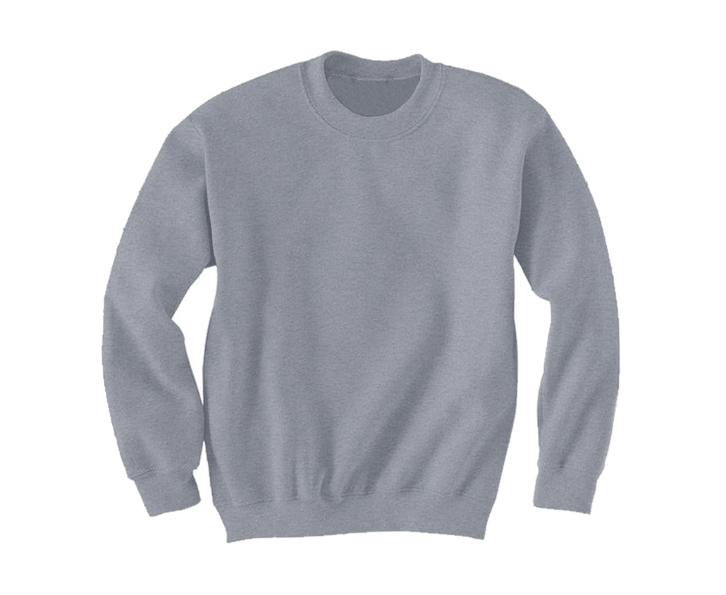Light Gray Plain Crewneck Sweatshirt With Long Sleeves Isolated PNG