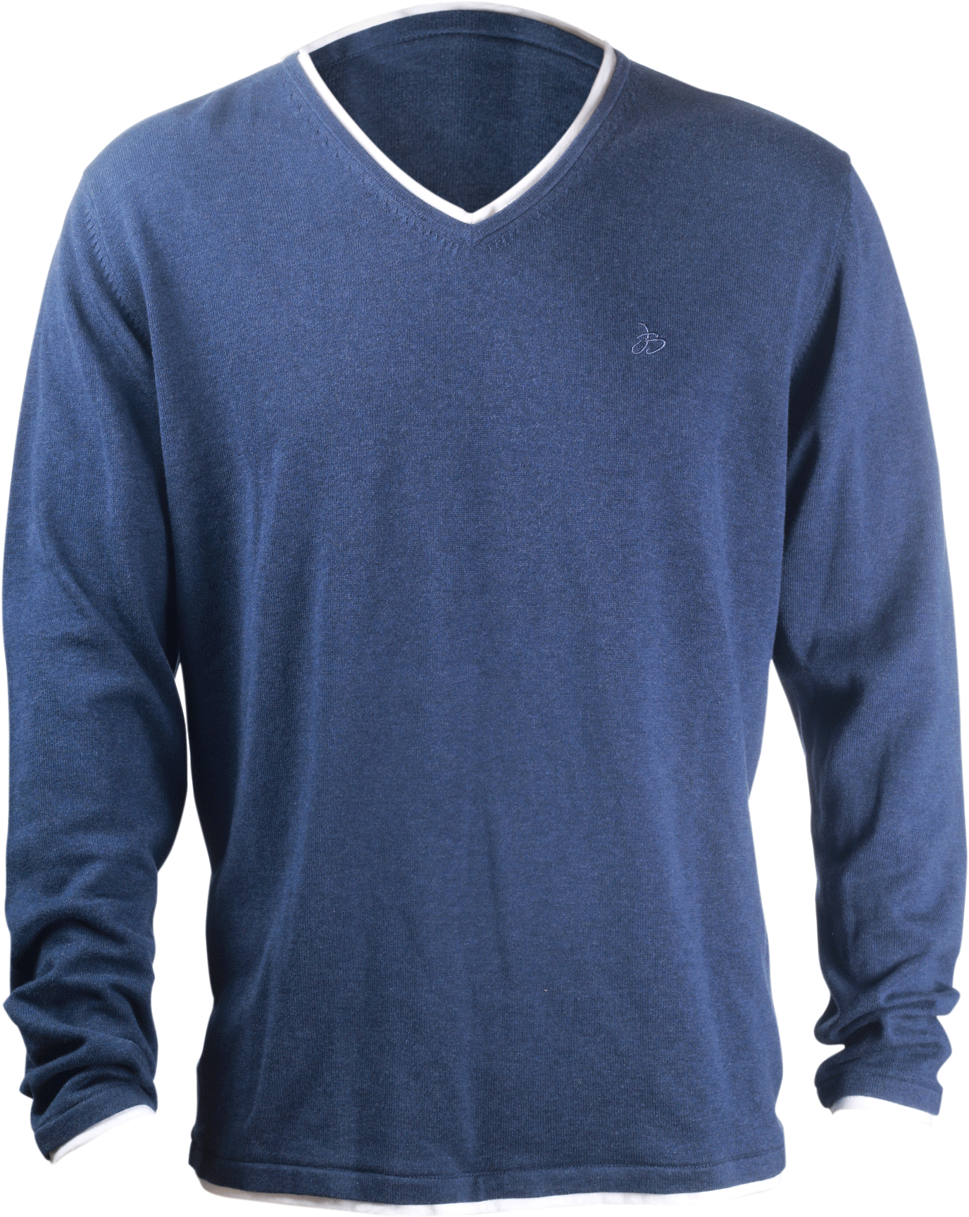Navy Blue V Neck Long Sleeve Knit Pullover Sweater Transparent PNG Image