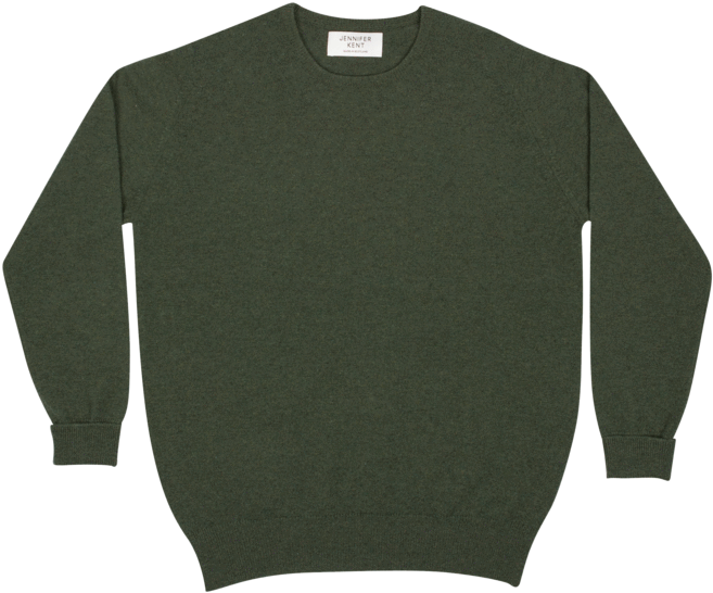 Plain Olive Green Crewneck Pullover Sweater Isolated Transparent Background PNG