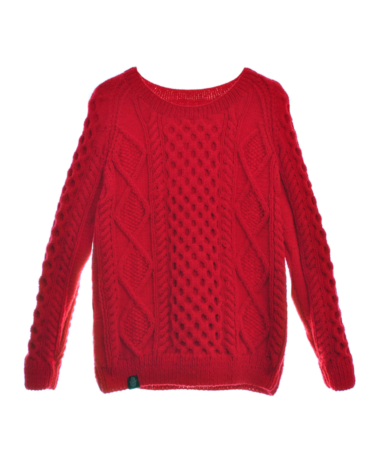 Red Cable Knit Sweater With Textured Stitch Pattern PNG Clipart
