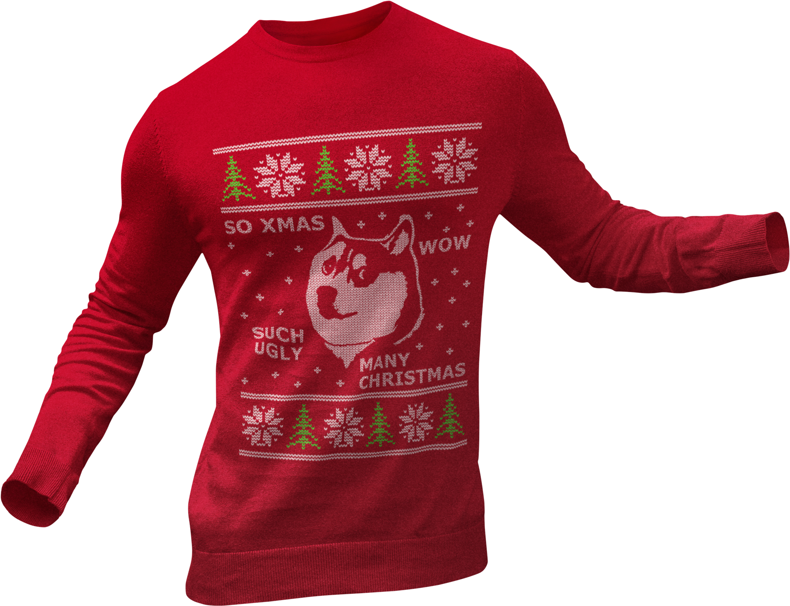 Red Christmas Sweater With Heart And Festive Winter Graphic Transparent PNG