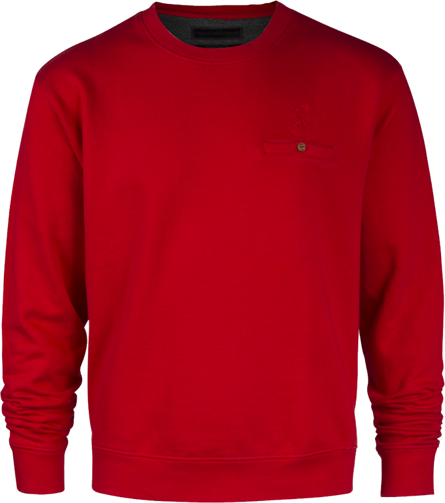 Red Collared Crewneck Sweatshirt With Button Placket Transparent Background PNG
