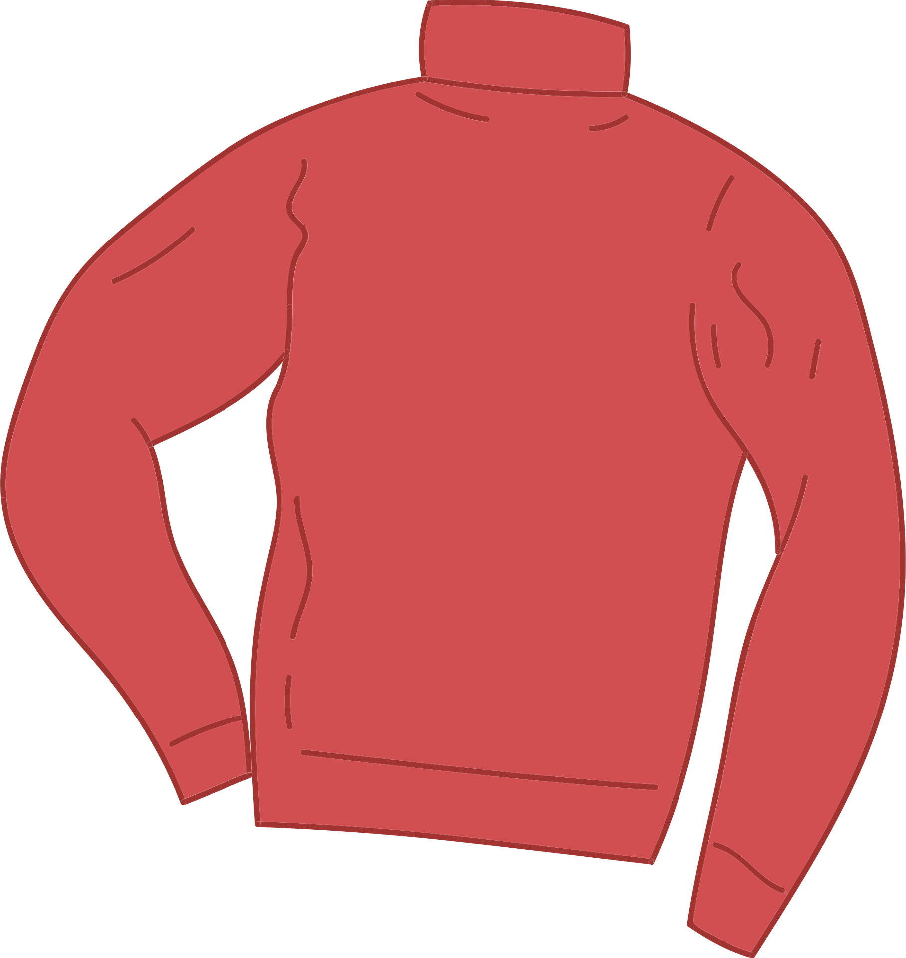 Red Crewneck Sweater Back View Long Sleeve Garment PNG Clipart