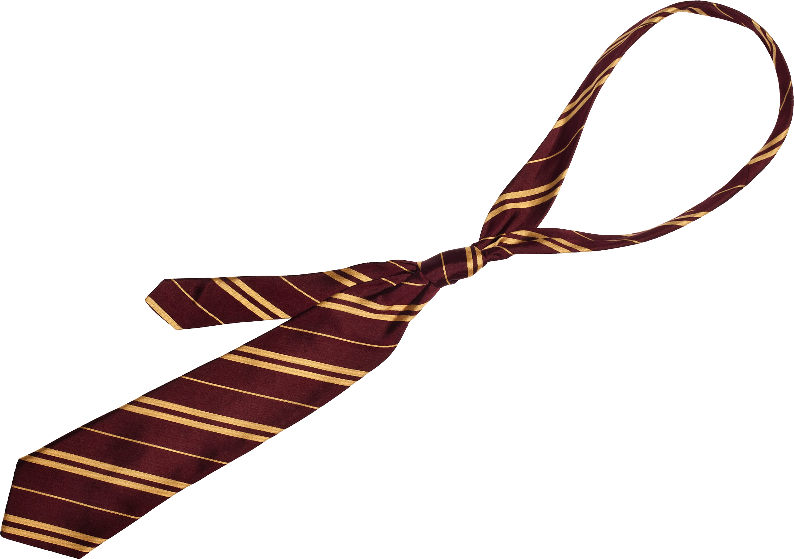 Brown And Gold Striped Loose Necktie Elegant Formal Wear PNG Illustration