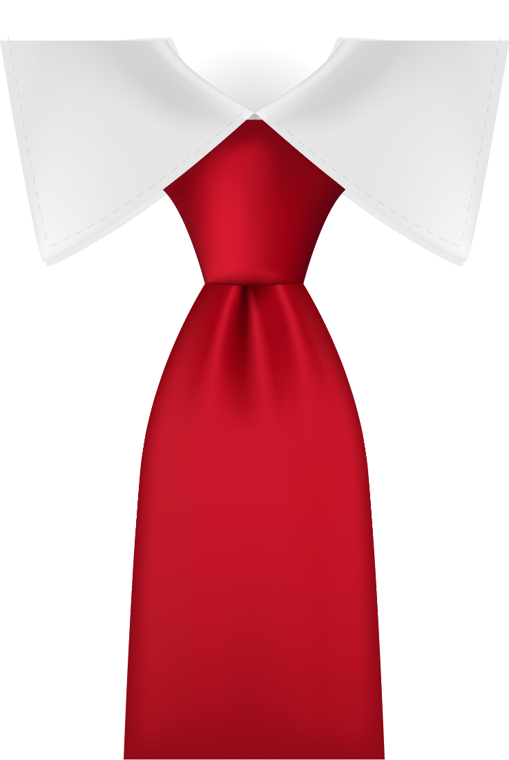 Elegant Red Satin Tie On White Shirt Collar Formalwear Transparent PNG