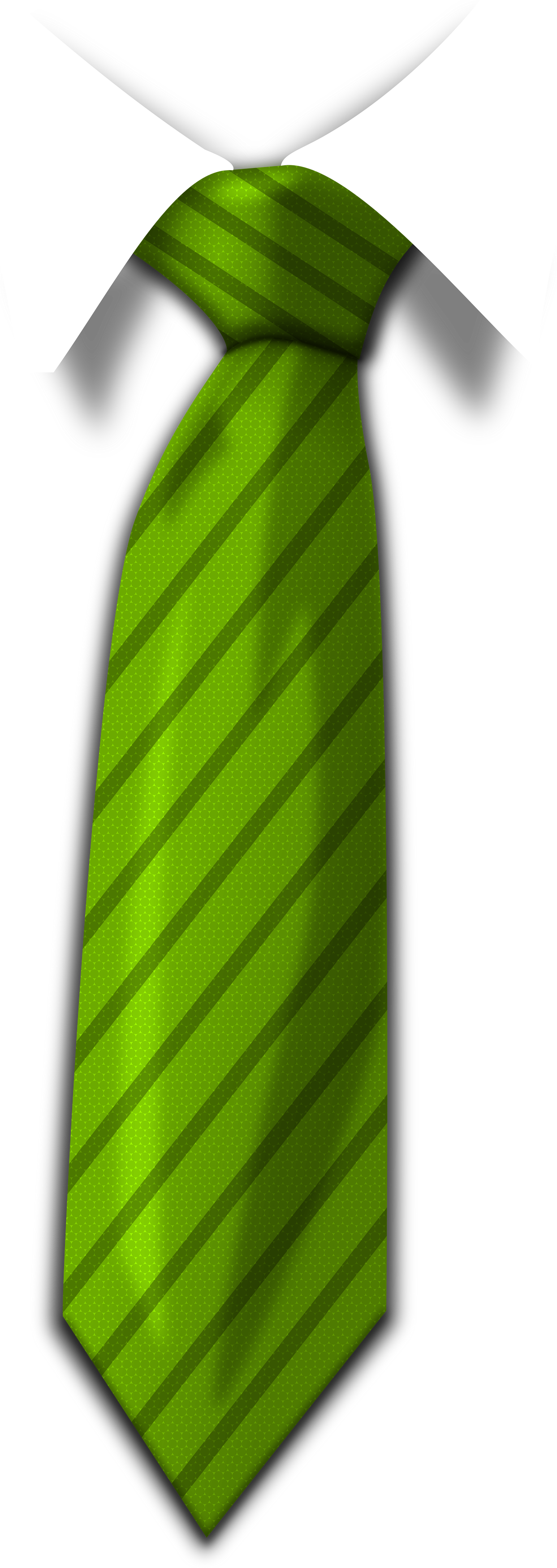 Lime Green Necktie With Dark Diagonal Stripes Transparent Background PNG