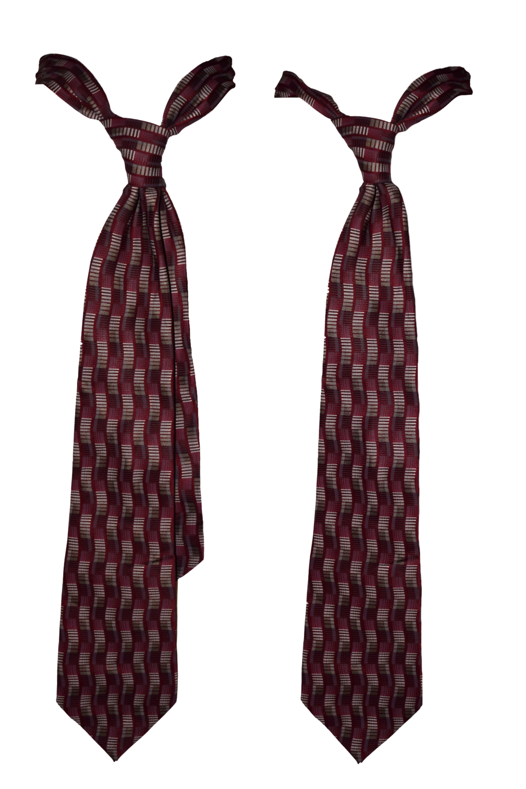 Pair Of Burgundy Neckties With Subtle Geometric Pattern PNG Clipart