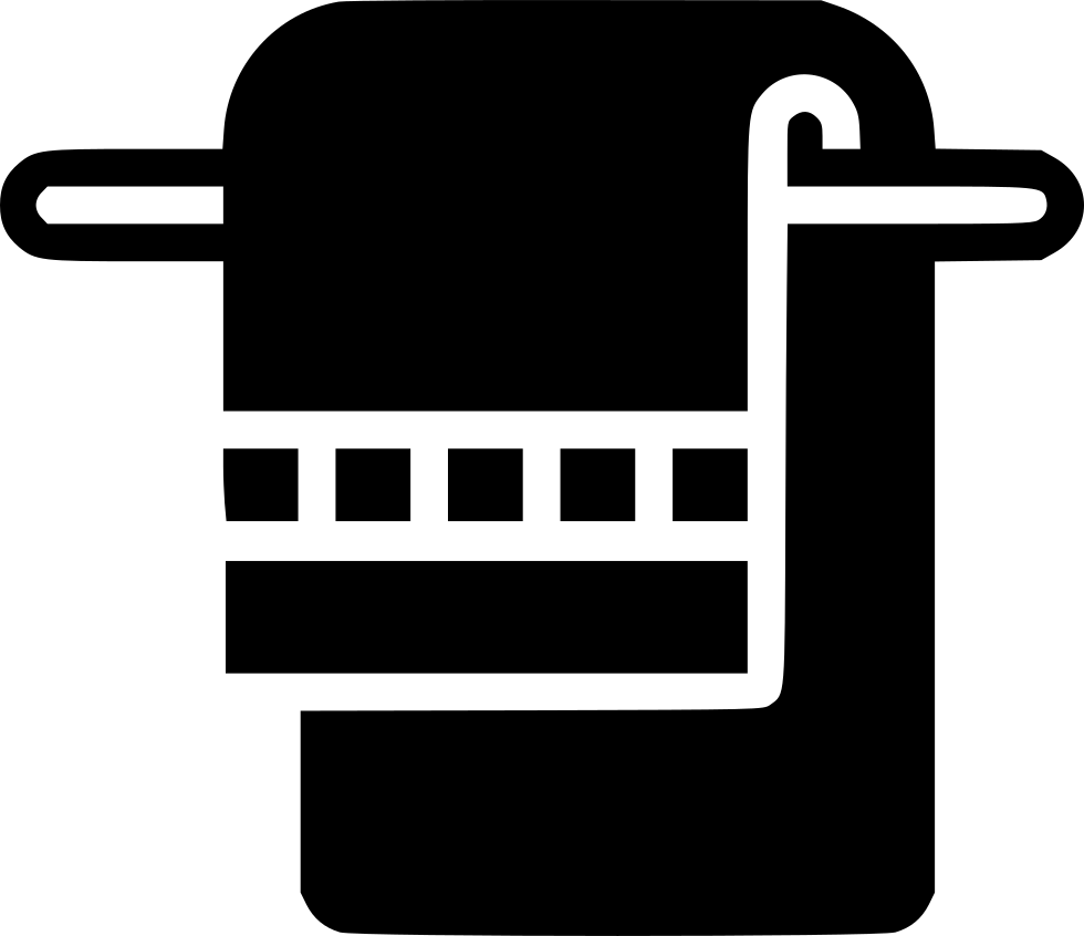 Black Towel Hanging On Wall Mounted Towel Bar Silhouette Icon PNG
