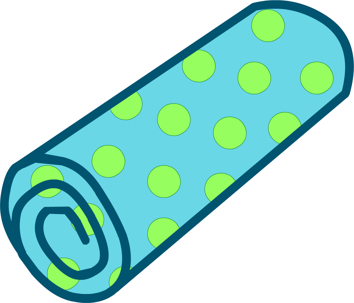Cute Green Polka Dot Rolled Towel Cartoon Illustration Isolated PNG Clipart